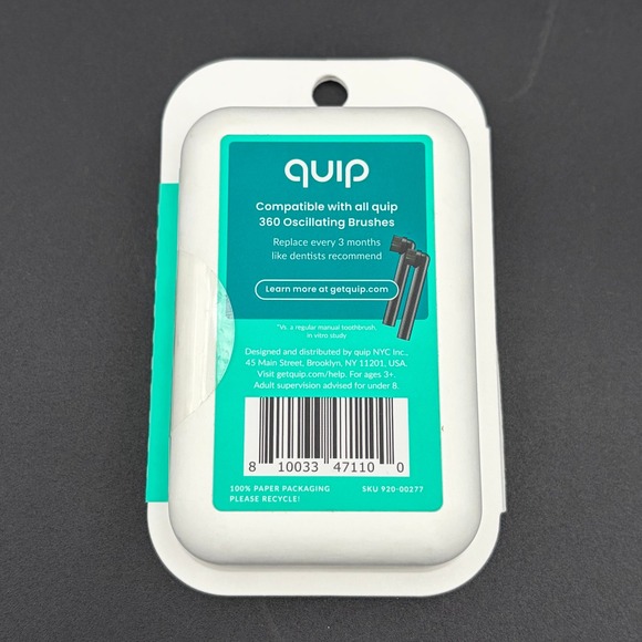 Quip 360 Oscillating Brush Head 2-Pack Black Soft Bristles Replacement 920-00277 - Picture 3 of 5